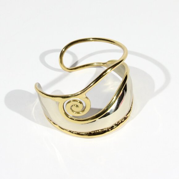 Gold and Silver Tone Modern Cuff Bracelet - Picture 2 of 8